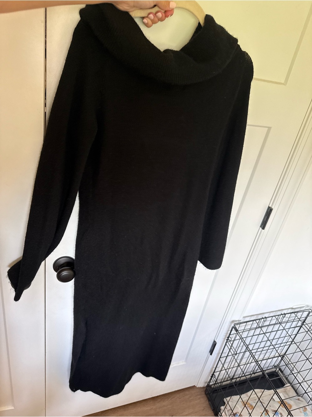 H&M off shoulder Black Cowl Neck Knit Sweater Dress